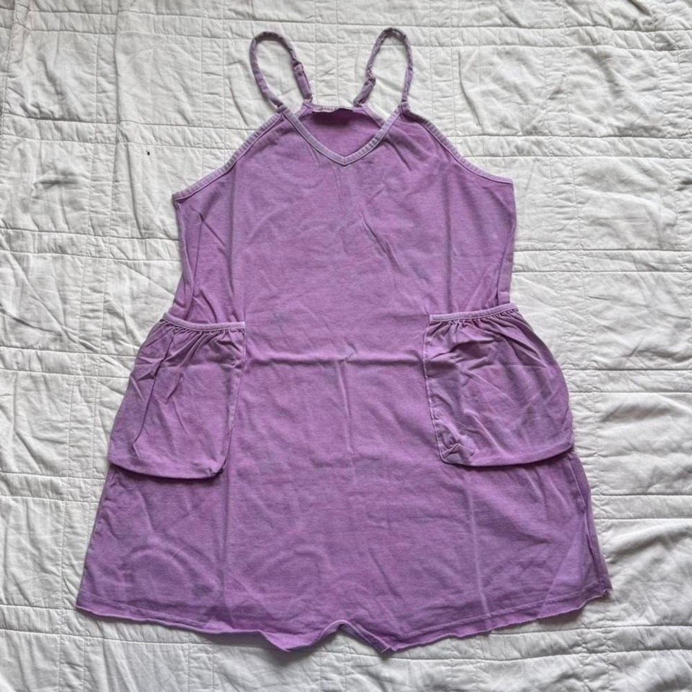 Zenana womens‎ S acid crinkle wash spaghetti strap romper pockets resort boho